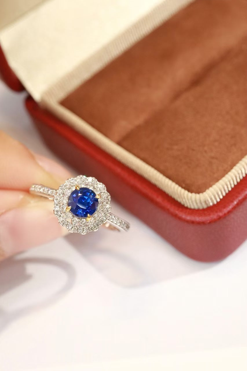 18K unheated sapphire ring