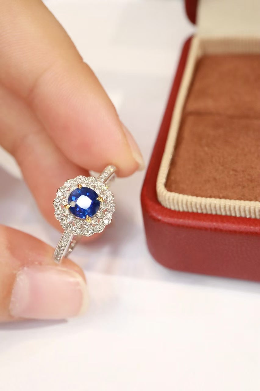 18K unheated sapphire ring