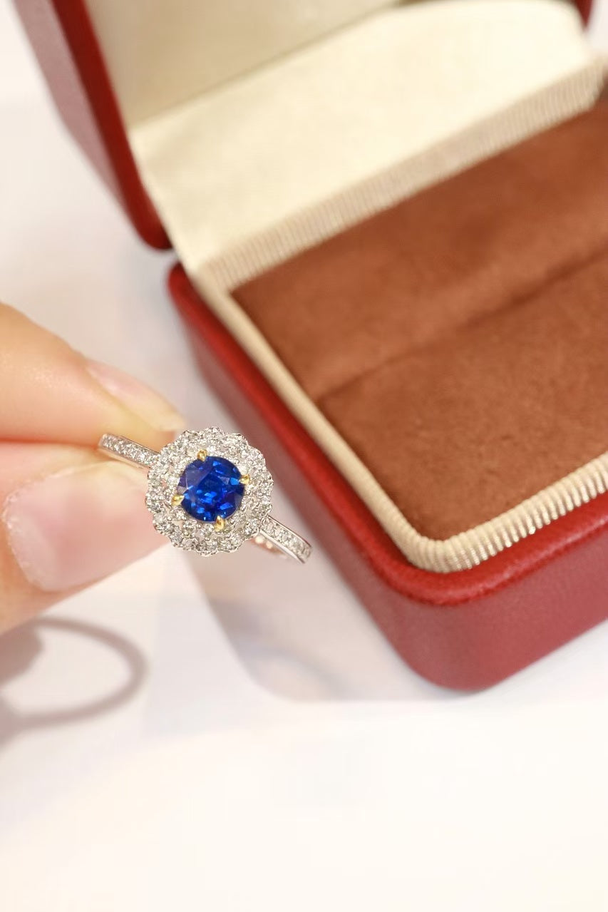 18K unheated sapphire ring