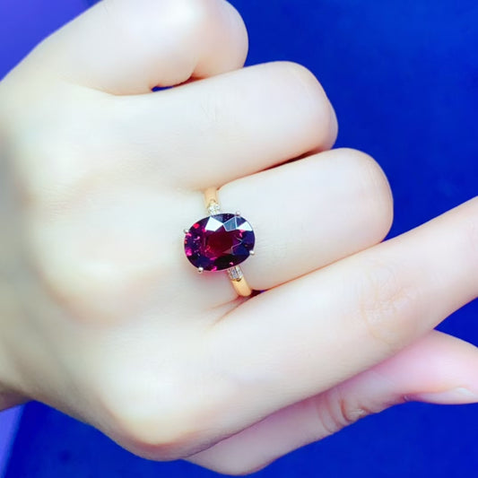 Natural 18K gold inlaid purple tourmaline ring💍With real South African diamond💎