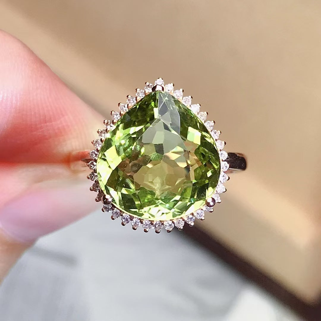 Natural 18K gold tourmaline ring💍With real South African diamond💎