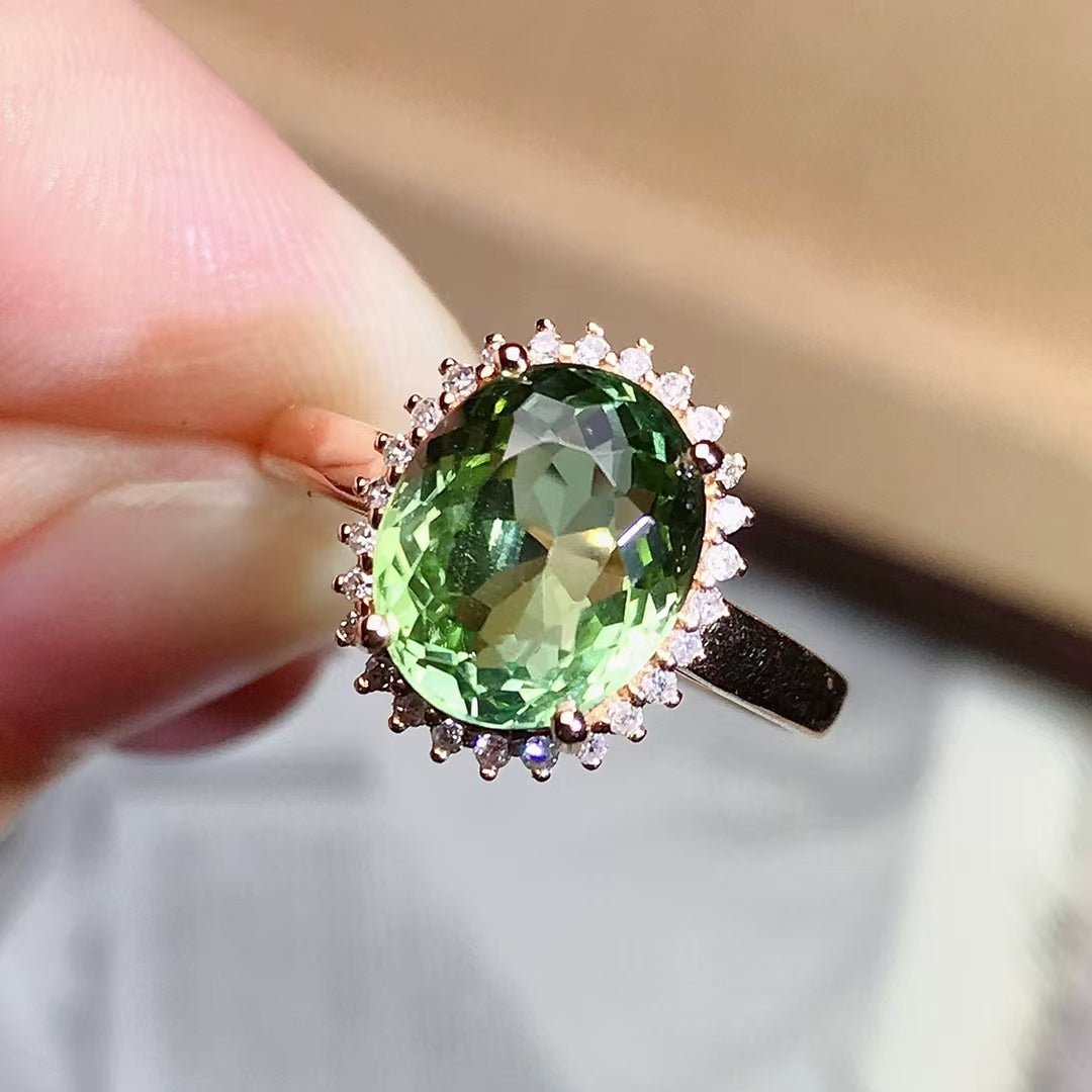 Natural 18K gold tourmaline ring💍With real South African diamond💎