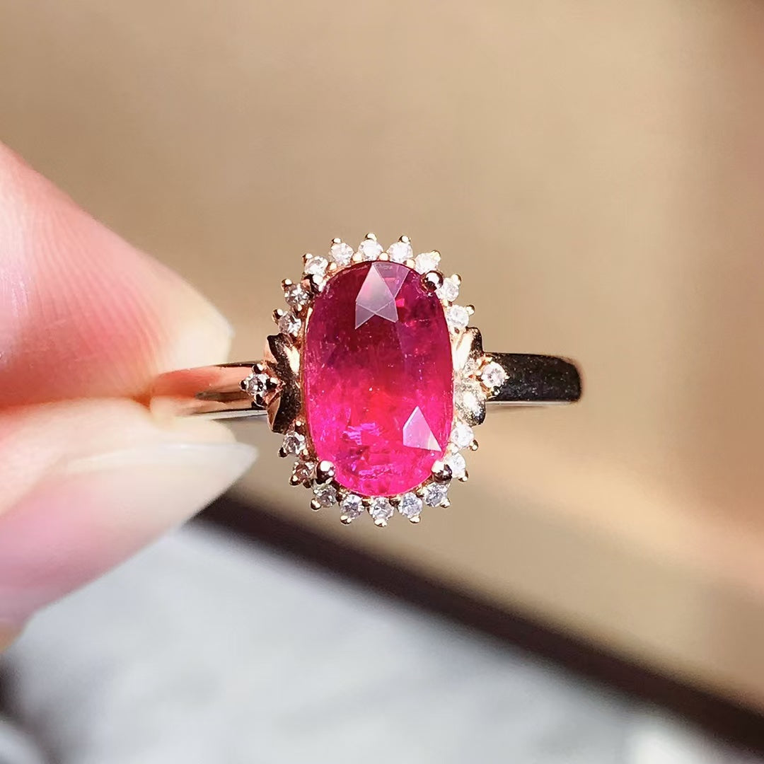 Natural 18K gold tourmaline ring💍With real South African diamond💎