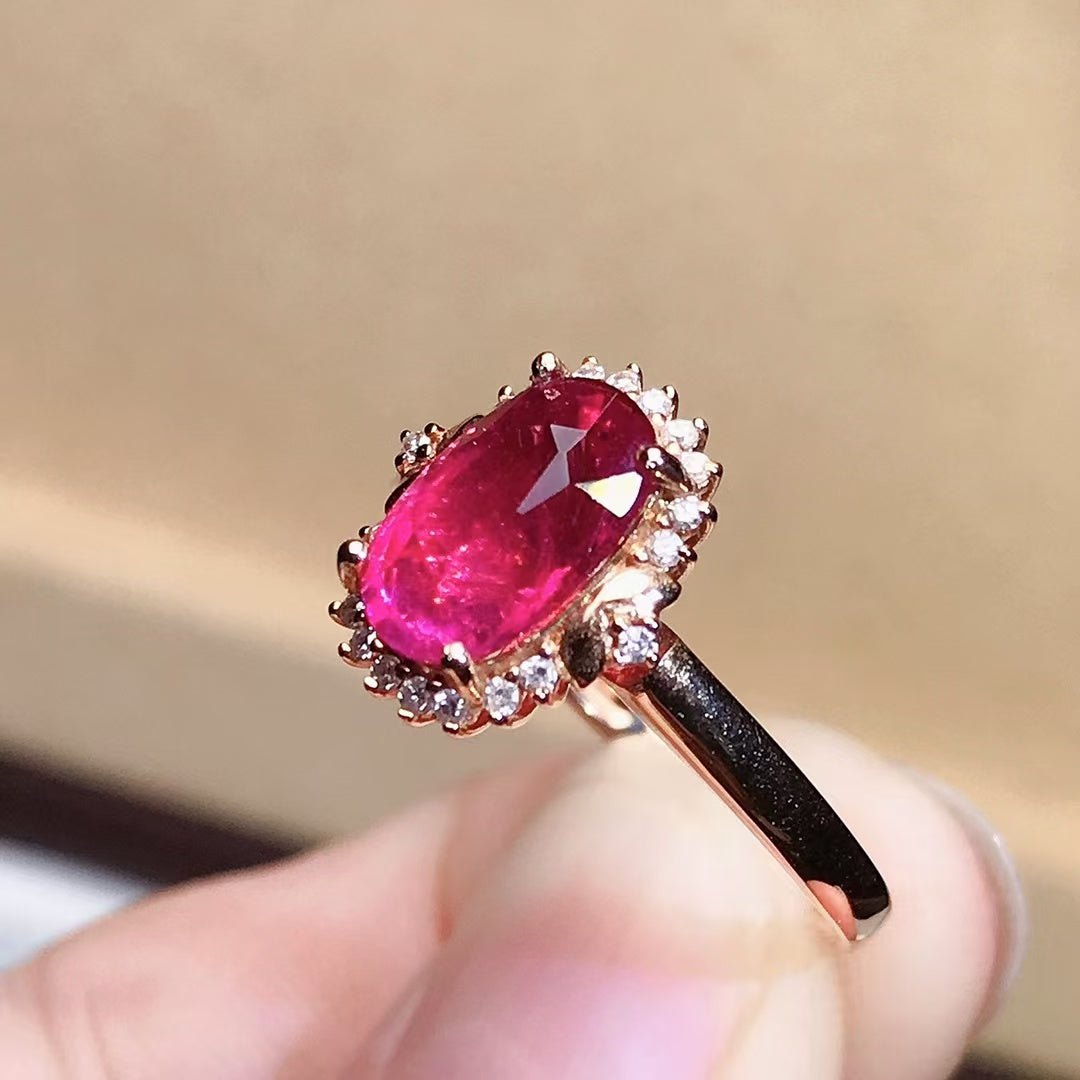 Natural 18K gold tourmaline ring💍With real South African diamond💎