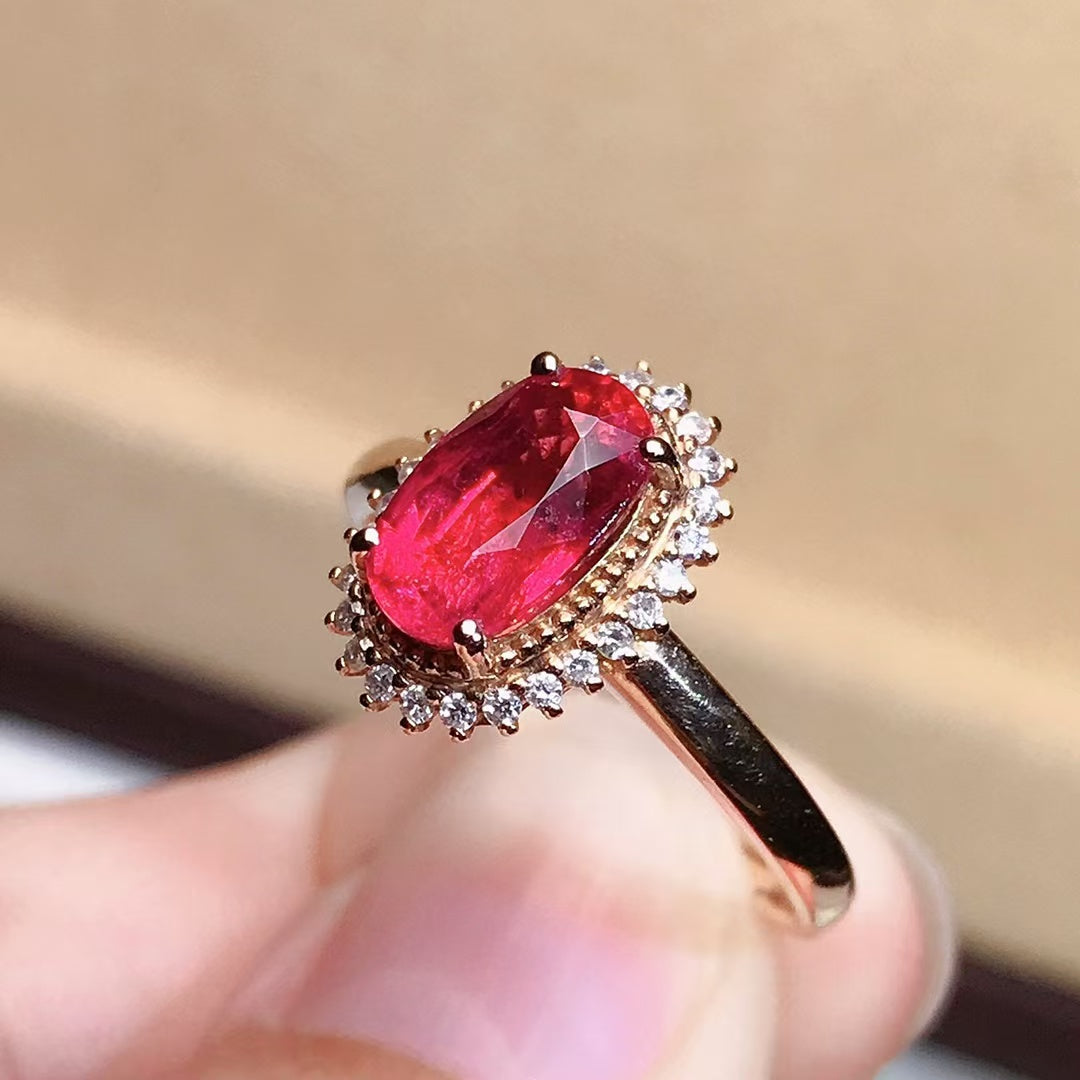 Natural 18K gold tourmaline ring💍With real South African diamond💎