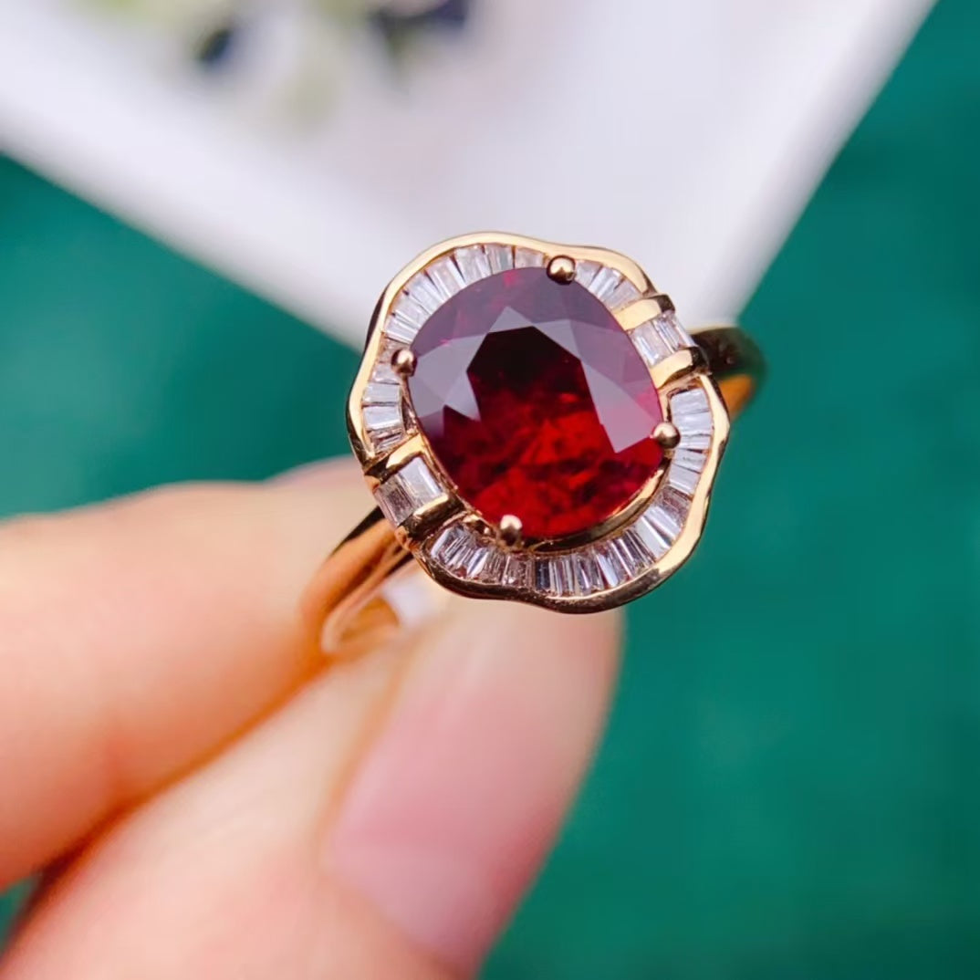 Today's sharing | 18k gold full diamond inlaid red tourmaline tourmaline ring💍