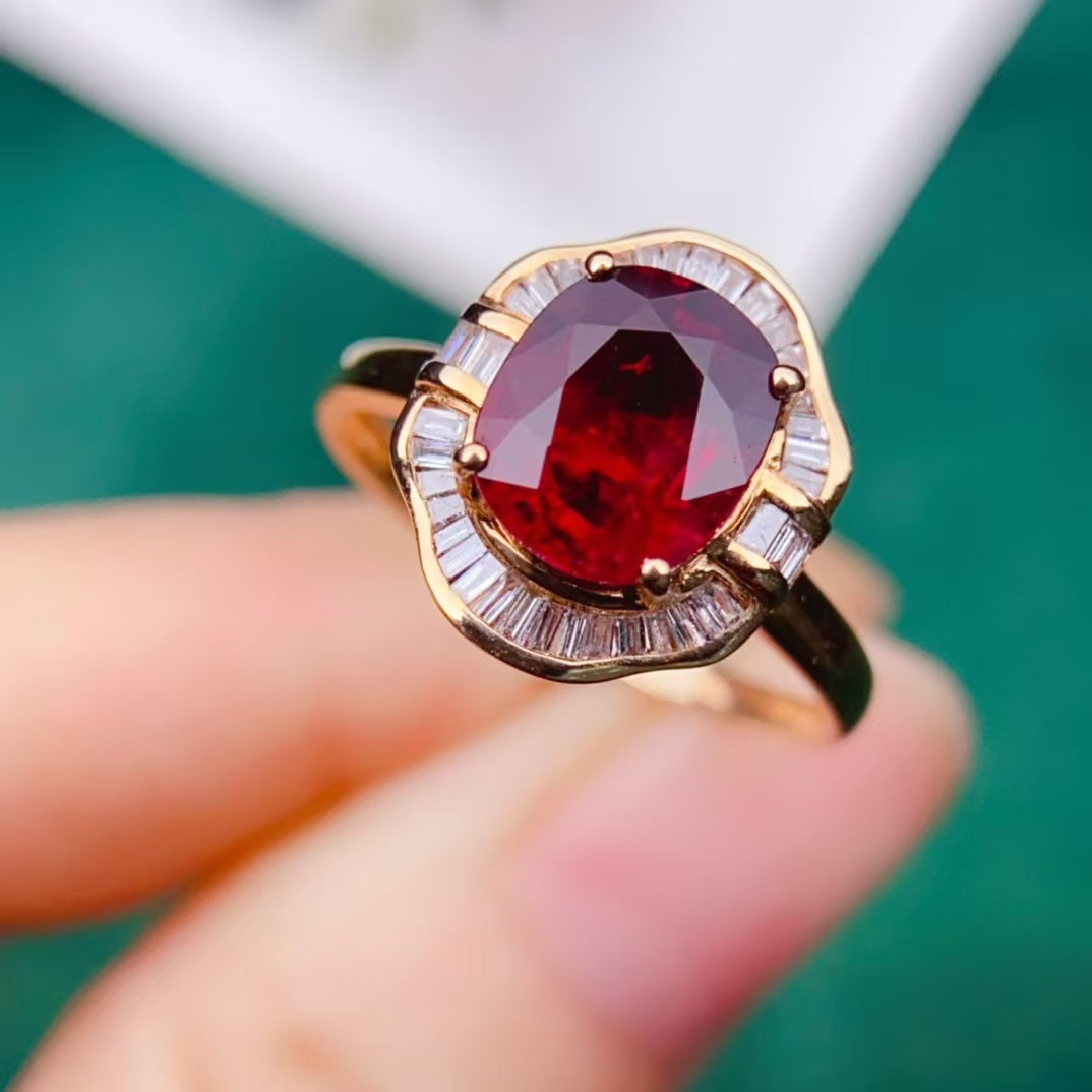 Today's sharing | 18k gold full diamond inlaid red tourmaline tourmaline ring💍