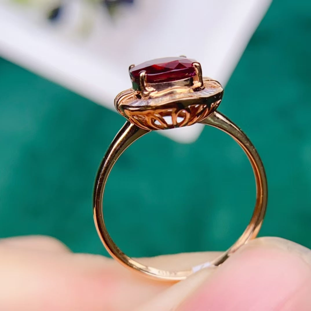 Today's sharing | 18k gold full diamond inlaid red tourmaline tourmaline ring💍