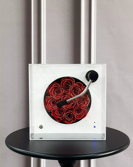 Preserved Rose and Bluetooth Speaker - Wedding Anniversary Gift for Her, Permanent Birthday Gift for Loved Ones