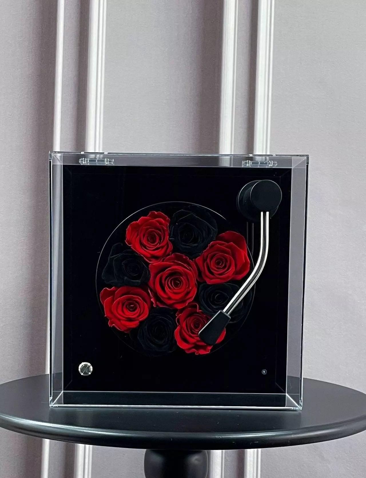 Personalized Bluetooth Speaker with Real Eternal Rose in Crystal Clear Box
