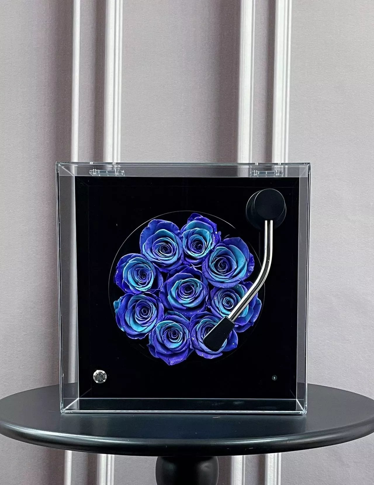 Personalized Bluetooth Speaker with Real Eternal Rose in Crystal Clear Box