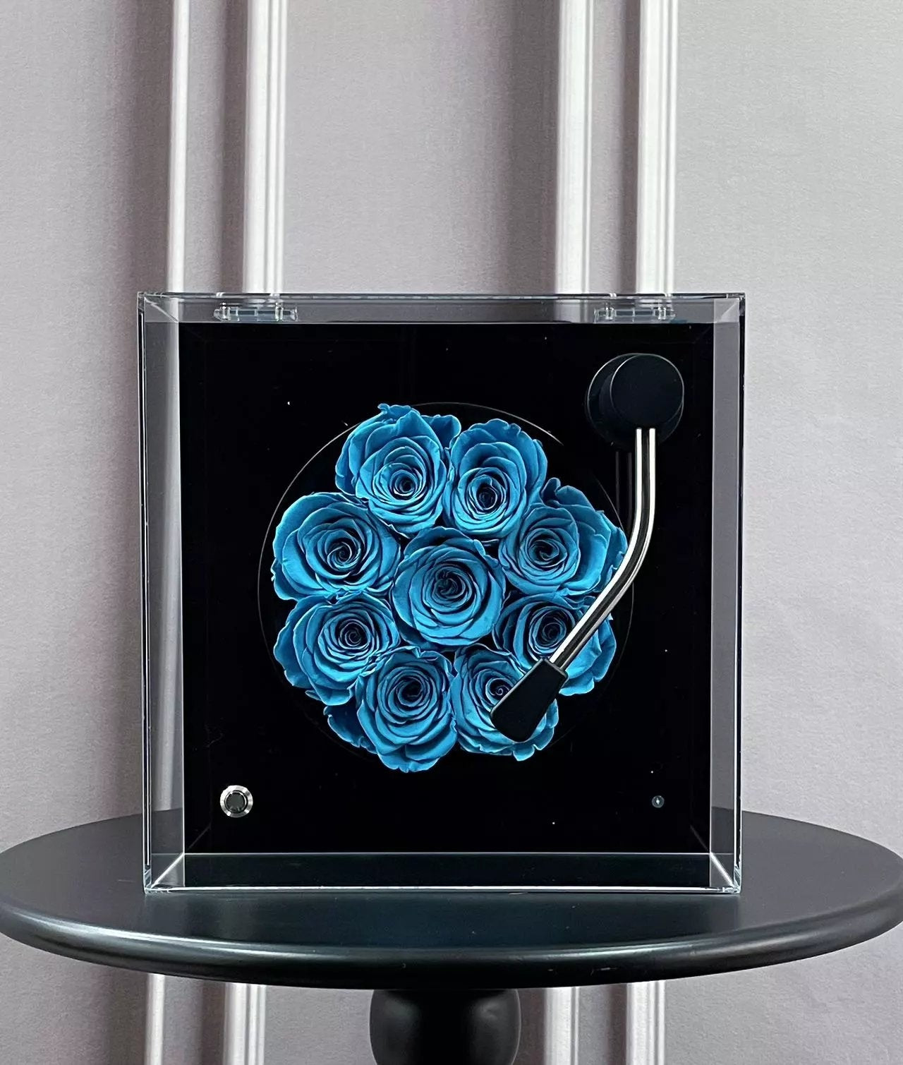 Personalized Bluetooth Speaker with Real Eternal Rose in Crystal Clear Box
