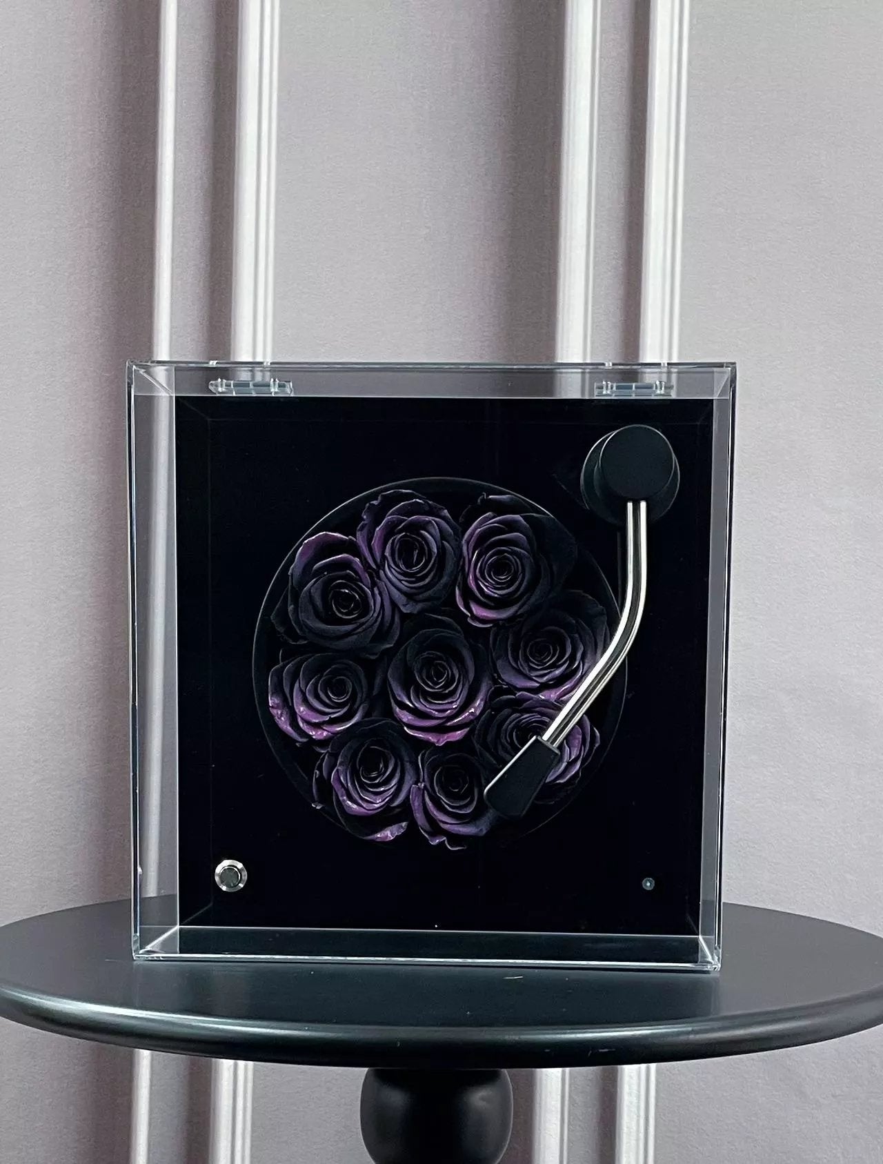 Personalized Bluetooth Speaker with Real Eternal Rose in Crystal Clear Box