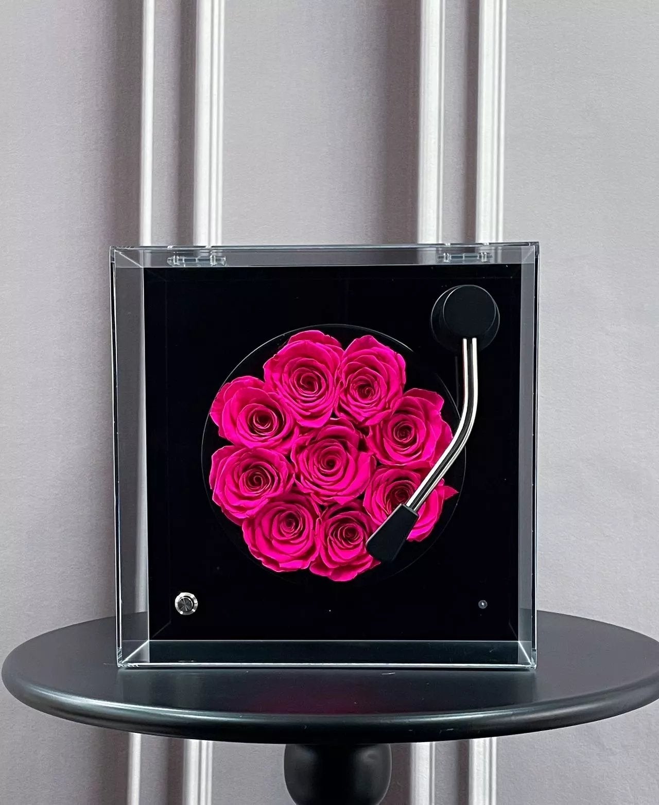 Personalized Bluetooth Speaker with Real Eternal Rose in Crystal Clear Box