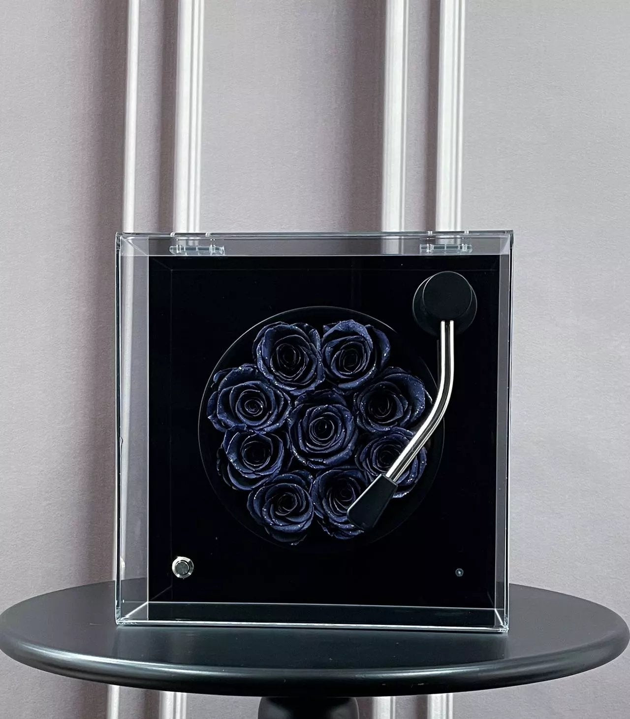 Personalized Bluetooth Speaker with Real Eternal Rose in Crystal Clear Box