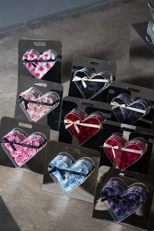 Eternal Rose Mirror Heart with Handle - Illuminated LED Light, Luxury Valentine's Day Gift for Her, Anniversary, Wedding, Home Decor