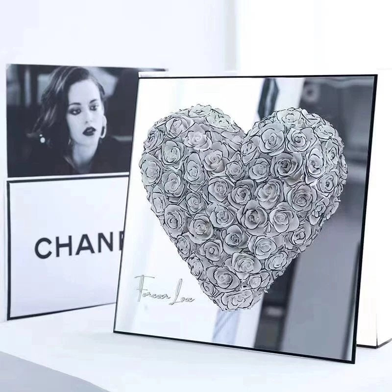 Luxury Preserved Real Rose Mirror Heart - Unique Valentine's Gift for Her, Ready-to-Gift Boxed Romance for Anniversary