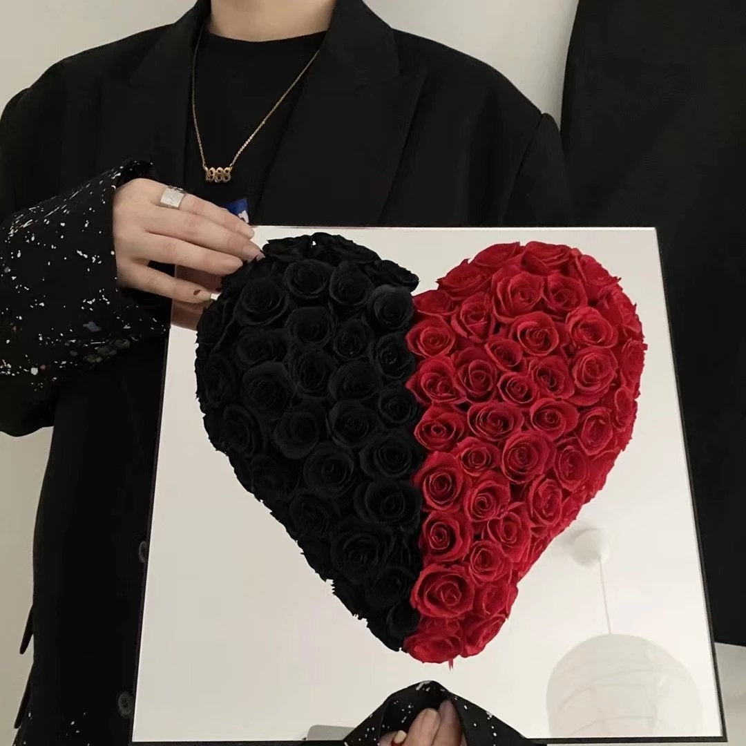 Luxury Preserved Real Rose Mirror Heart - Unique Valentine's Gift for Her, Ready-to-Gift Boxed Romance for Anniversary