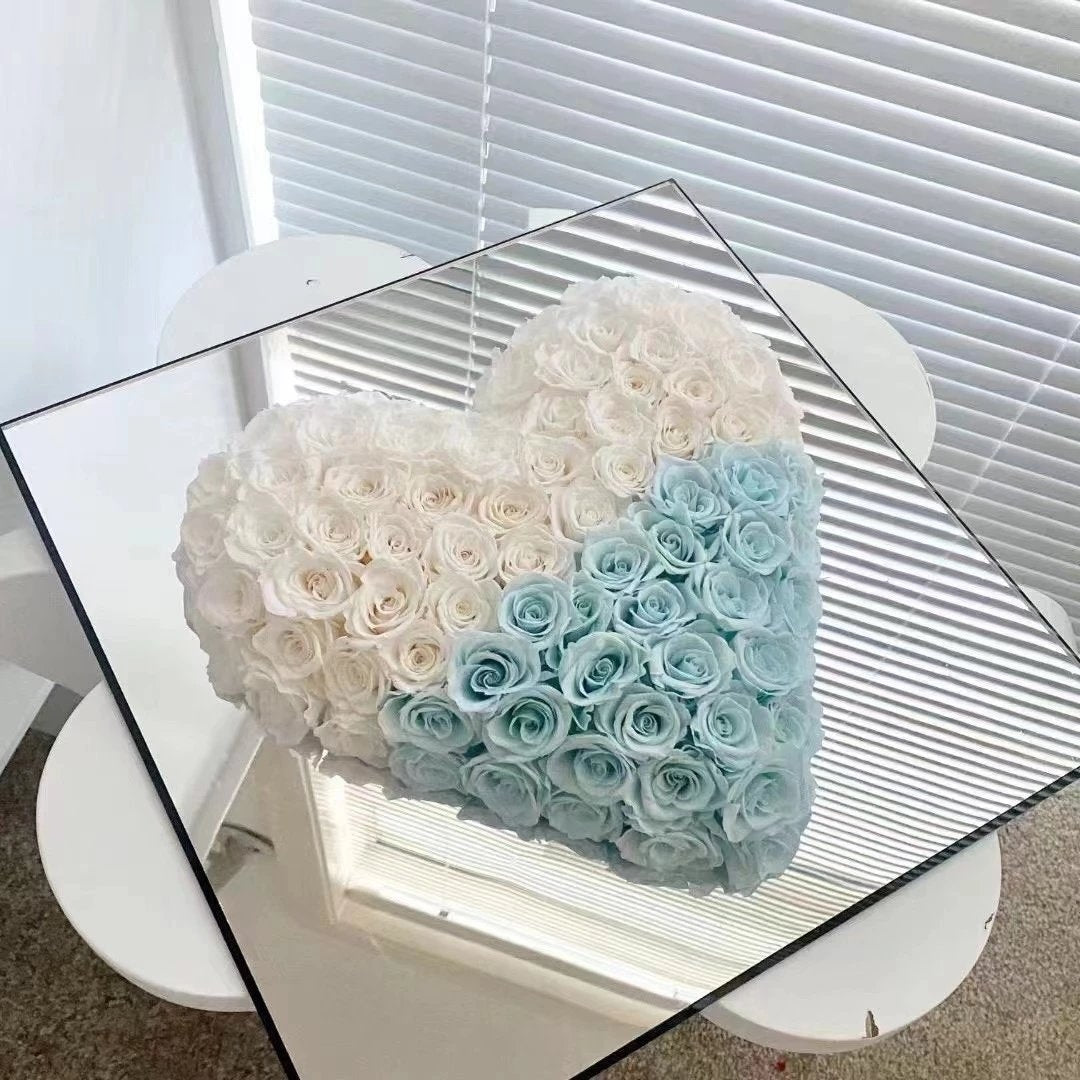 Luxury Preserved Real Rose Mirror Heart - Unique Valentine's Gift for Her, Ready-to-Gift Boxed Romance for Anniversary