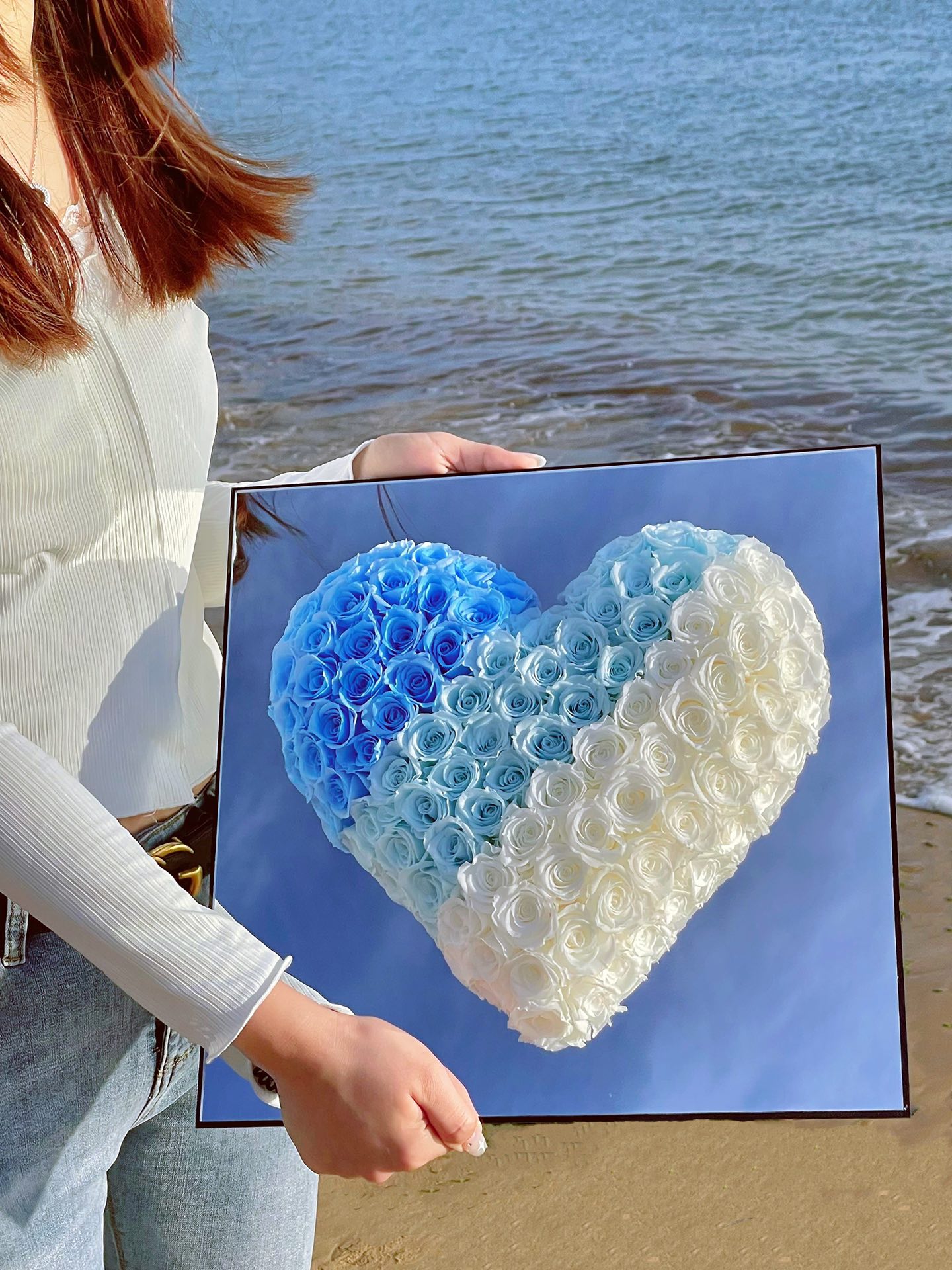 "Lasts Forever" Preserved Rose Heart for Mirror - Timeless Valentine's Day Gift for Wife Girlfriend, Symbol of Never-Fading Love