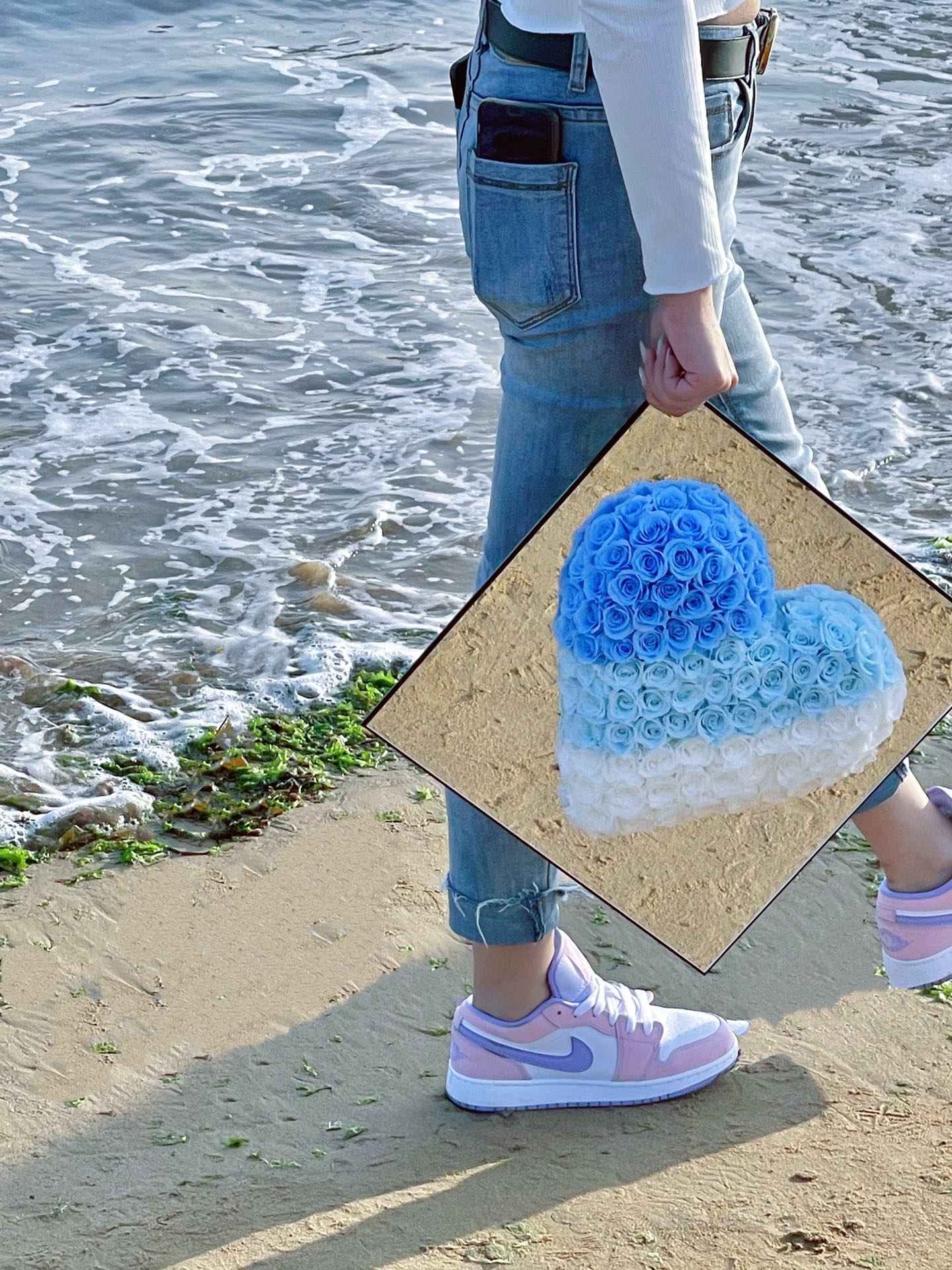 "Lasts Forever" Preserved Rose Heart for Mirror - Timeless Valentine's Day Gift for Wife Girlfriend, Symbol of Never-Fading Love