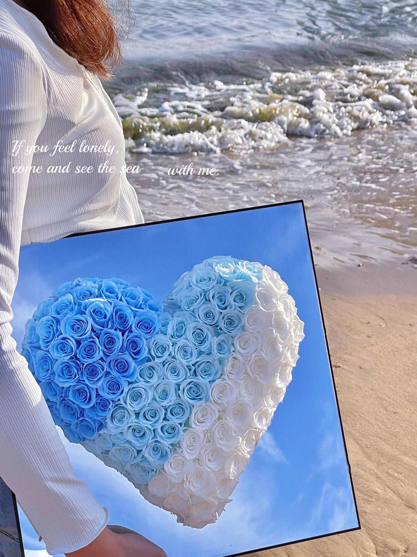 "Lasts Forever" Preserved Rose Heart for Mirror - Timeless Valentine's Day Gift for Wife Girlfriend, Symbol of Never-Fading Love