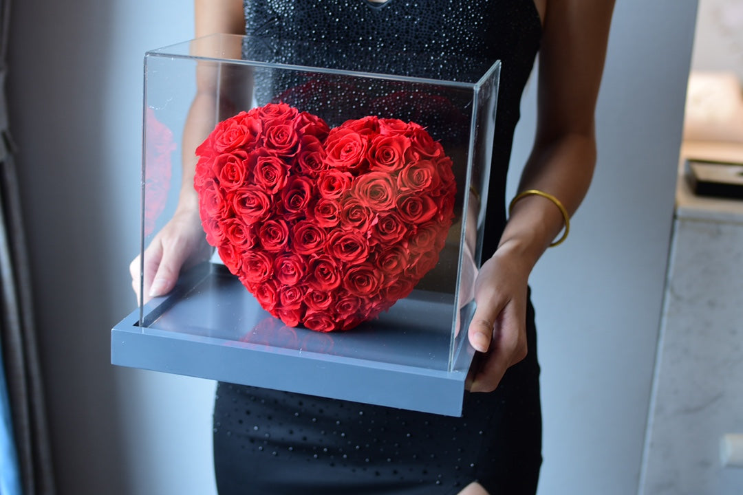 Unfading Love Rose Heart - Mirror Polish 3D Art Gift for Girlfriend, Symbol of Eternal Love and Romance