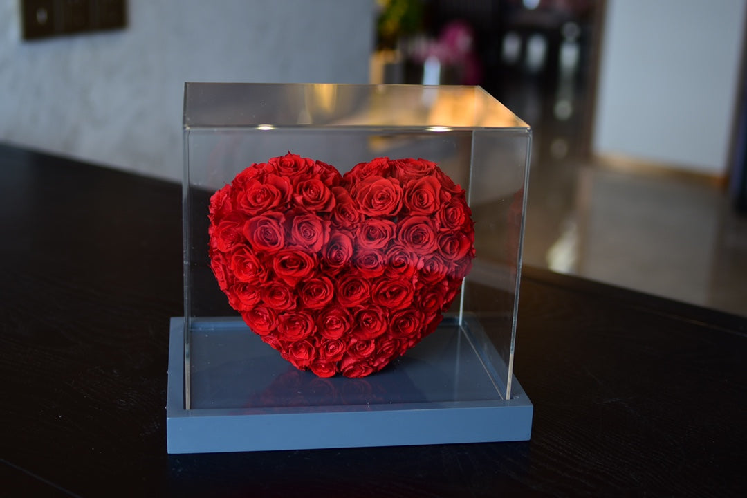 Unfading Love Rose Heart - Mirror Polish 3D Art Gift for Girlfriend, Symbol of Eternal Love and Romance