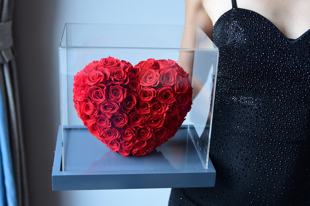 Unfading Love Rose Heart - Mirror Polish 3D Art Gift for Girlfriend, Symbol of Eternal Love and Romance