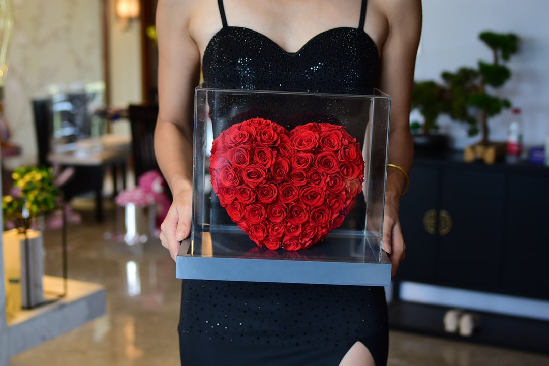 Unfading Love Rose Heart - Mirror Polish 3D Art Gift for Girlfriend, Symbol of Eternal Love and Romance