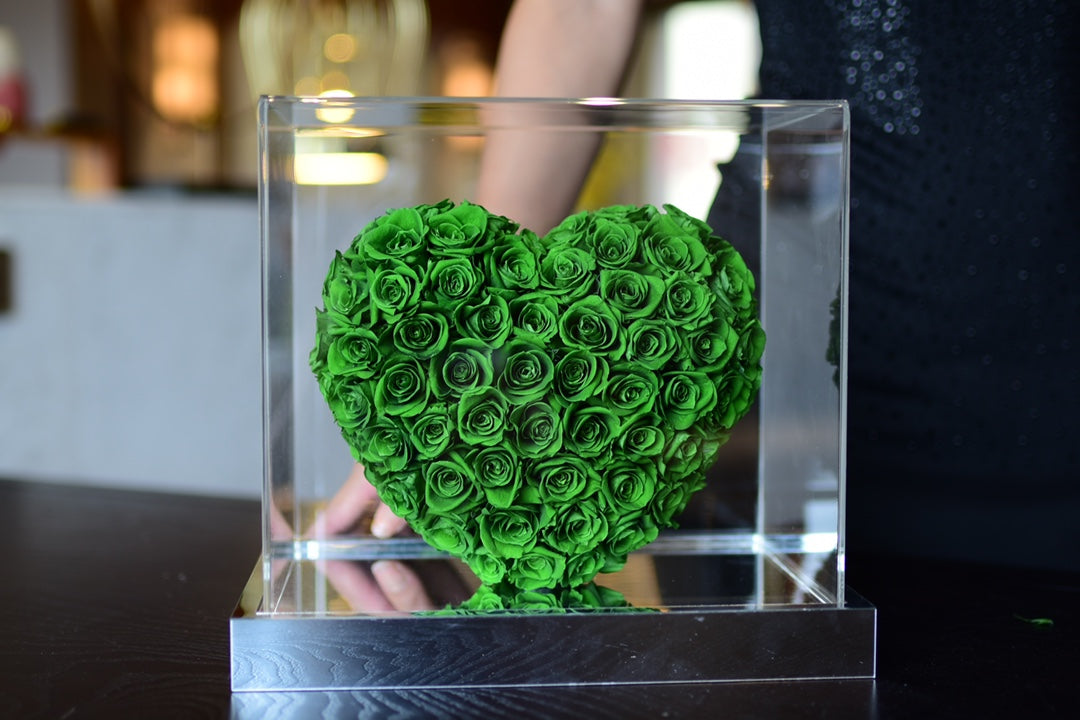 Mirror Acrylic Rose Heart Gift - Preserved Eternal Rose Flower in Glass Dome for Women, Girlfriend, Wife