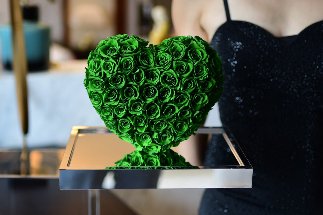 Mirror Acrylic Rose Heart Gift - Preserved Eternal Rose Flower in Glass Dome for Women, Girlfriend, Wife