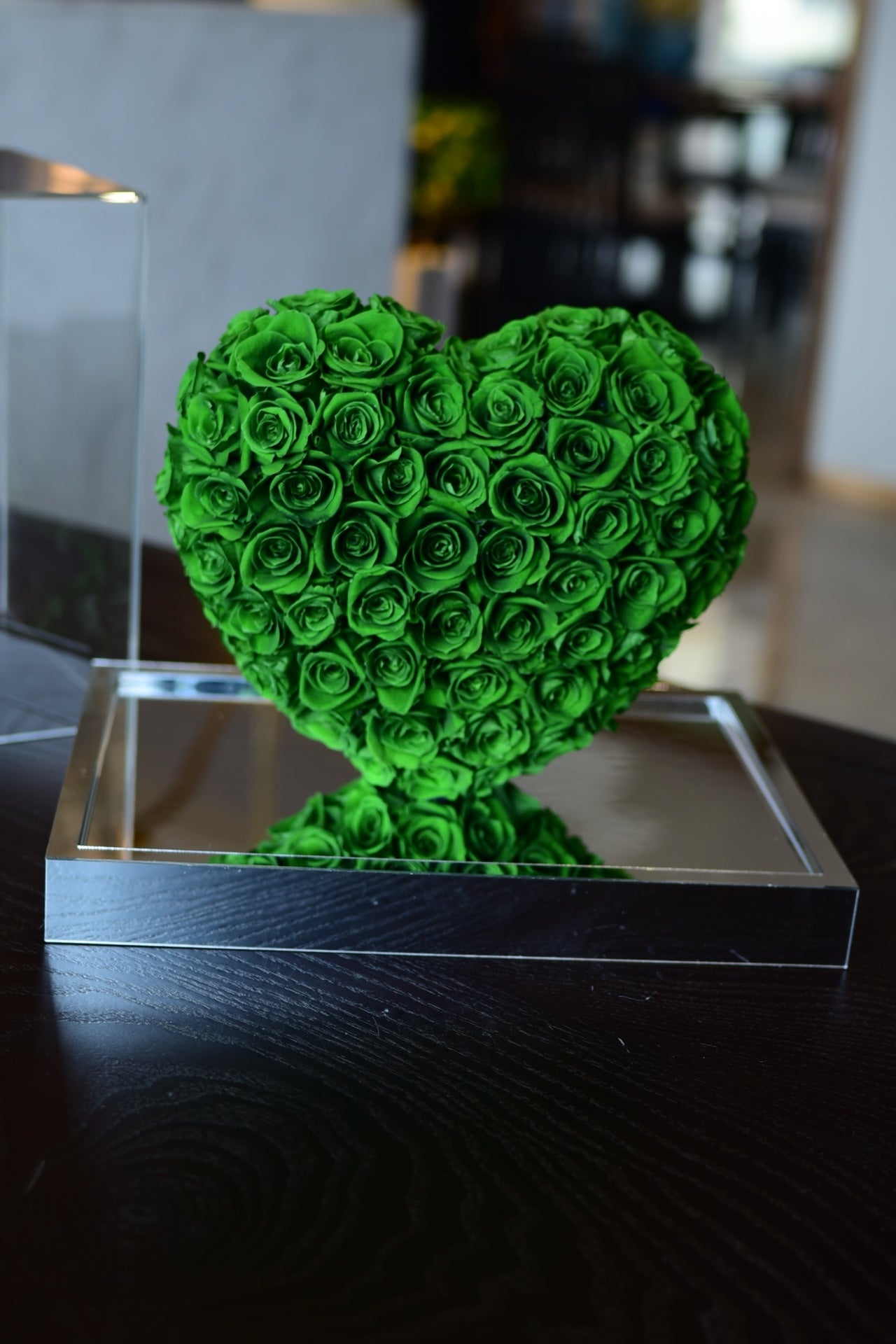 Mirror Acrylic Rose Heart Gift - Preserved Eternal Rose Flower in Glass Dome for Women, Girlfriend, Wife