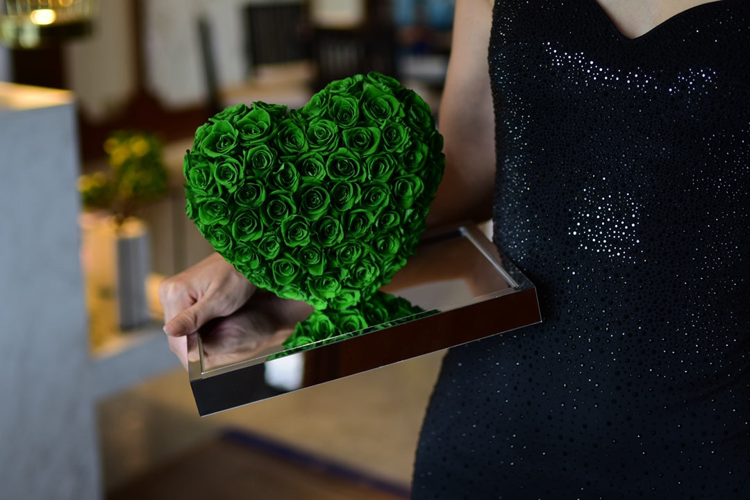 Mirror Acrylic Rose Heart Gift - Preserved Eternal Rose Flower in Glass Dome for Women, Girlfriend, Wife