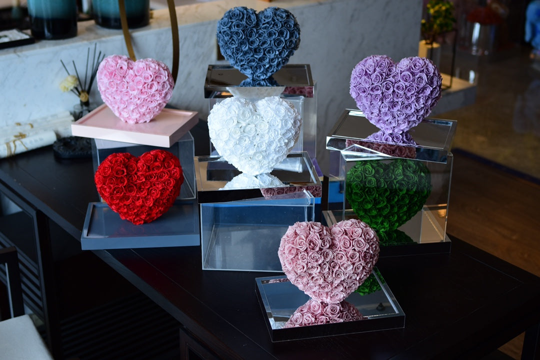 Eternal Mirror Rose in Heart Shape - Real Preserved Rose Flower for Valentine's Day, Anniversary, Wedding Gift for HerPurple Rose