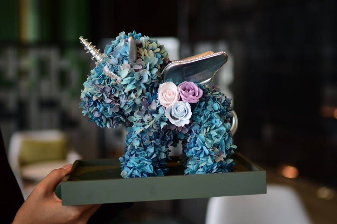 Mythical Unicorn Centerpiece with Preserved Florals - Wedding Table Decoration, Fairy Tale Theme Party