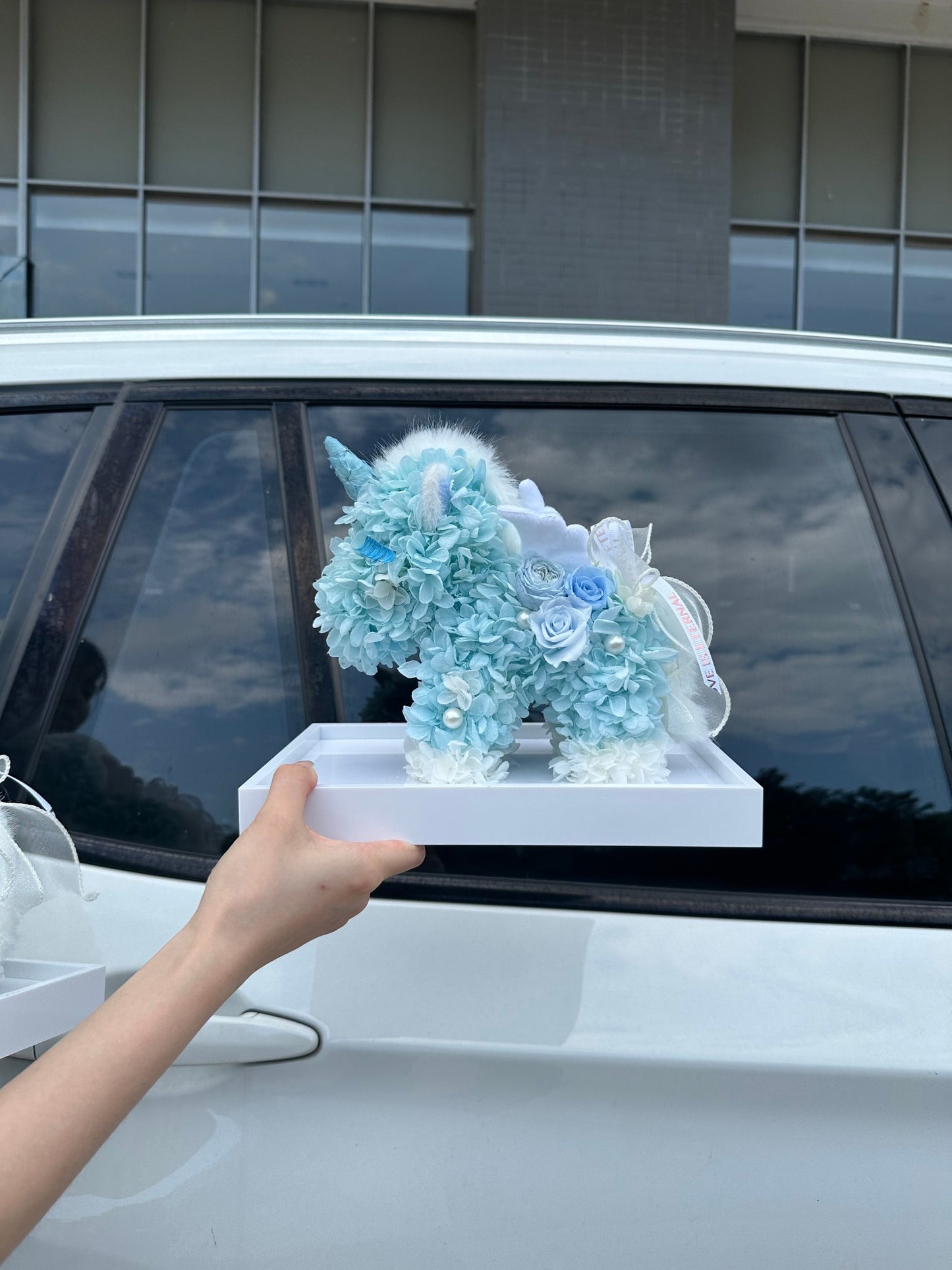 Arabesque Style Eternal Rose Unicorn in Glass Dome - Elegant Islamic Gift, Luxury Home Ornament