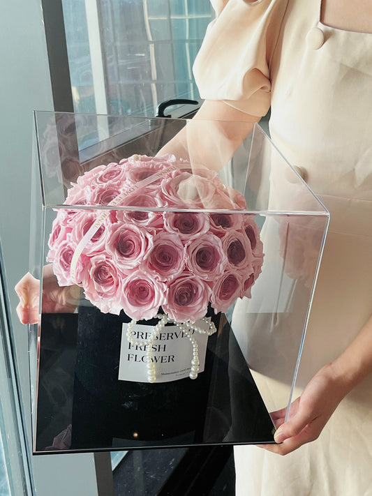 Preserved Rose Hug Bucket with Eternal Blooms - Long-Lasting Gift for Her, Ideal for Valentine's Day, Mother's Day & Christmas