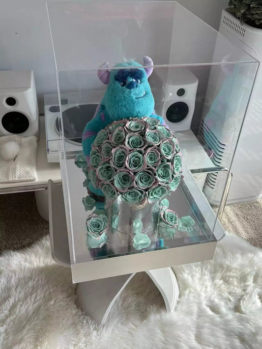 Little Monster Preserved Flower Hug Bucket (Rose) – A gift of eternal love, lasting beauty, perfect for mom, wife, and girlfriend