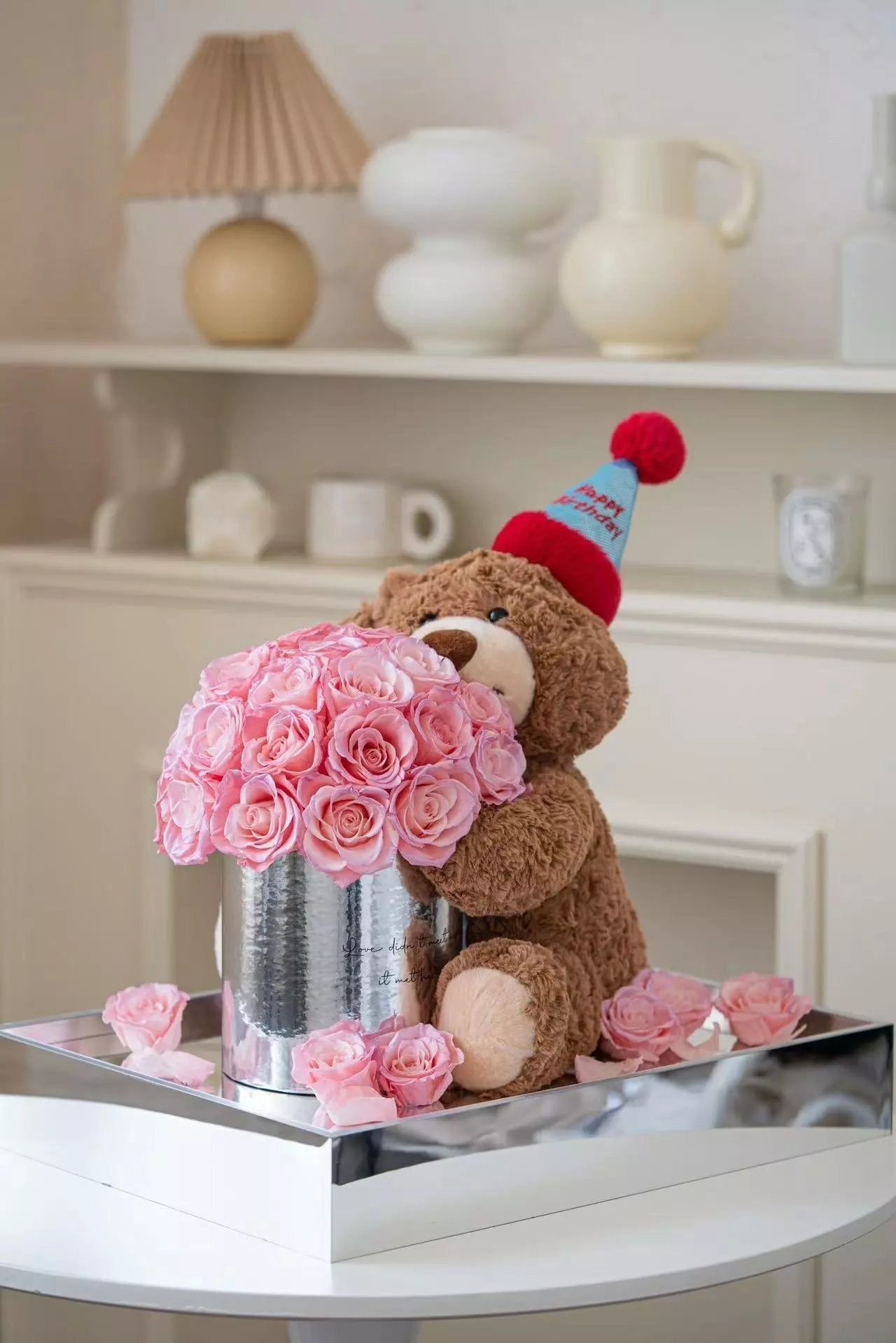  Preserved Flower Rose Hug Bucket - Long-Lasting Love Symbol, Eternal Gift, Great for Anniversary & Christmas