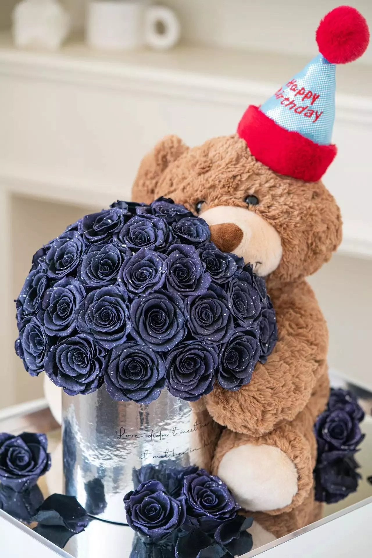  Preserved Flower Rose Hug Bucket - Long-Lasting Love Symbol, Eternal Gift, Great for Anniversary & Christmas