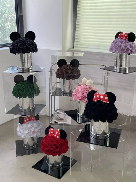 Premium Preserved Rose Hug Bucket - Eternal Flower Arrangement, Thoughtful Gift for Mom, Symbol of Forever Love