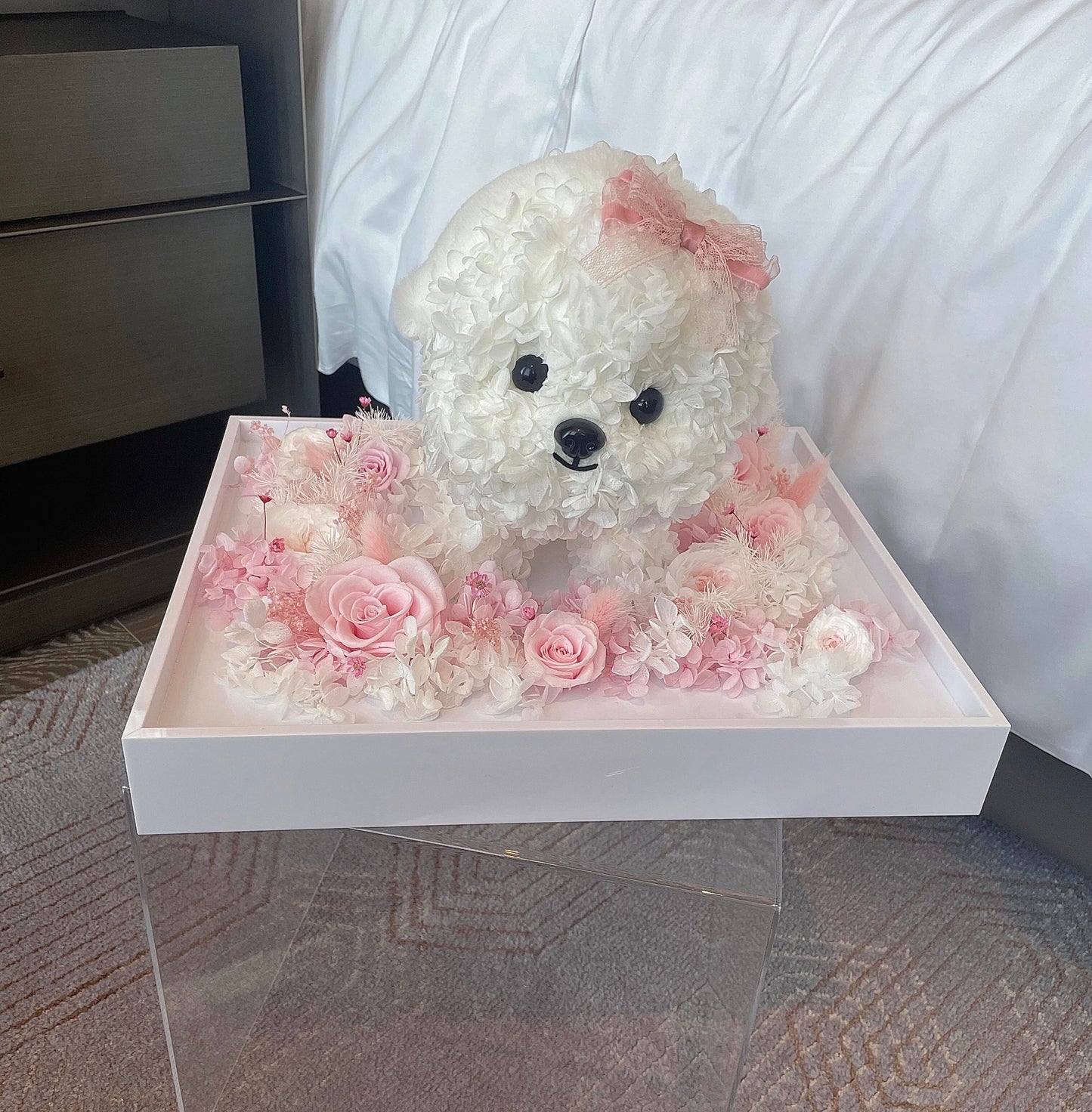 KIARA trendy garden and hydrangea puppy Mars preserved flower dog Valentine's Day gift for girlfriend