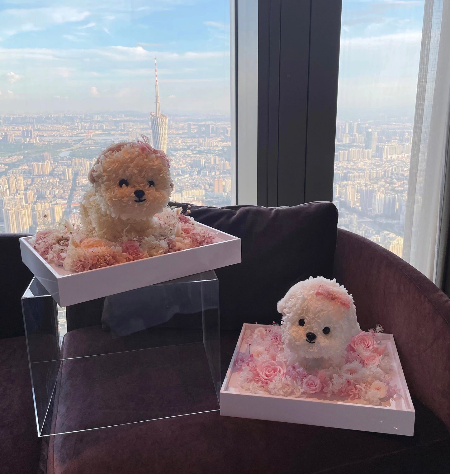 KIARA trendy garden and hydrangea puppy Mars preserved flower dog Valentine's Day gift for girlfriend