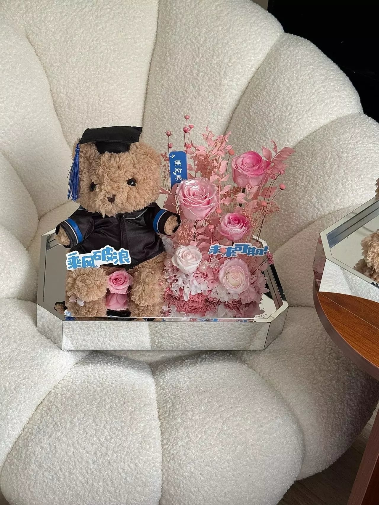 Large Teddy Bear and Preserved Rose Combination Graduation Season Flower Doll Gift Birthday Gift Bijie Gift