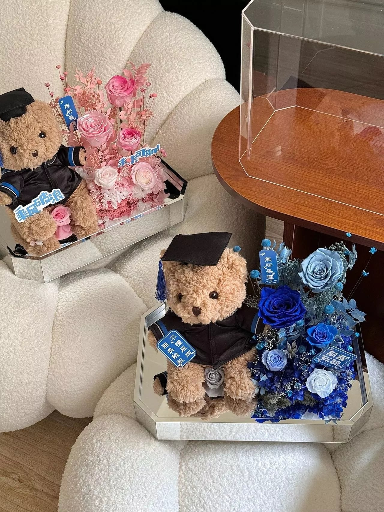Large Teddy Bear and Preserved Rose Combination Graduation Season Flower Doll Gift Birthday Gift Bijie Gift