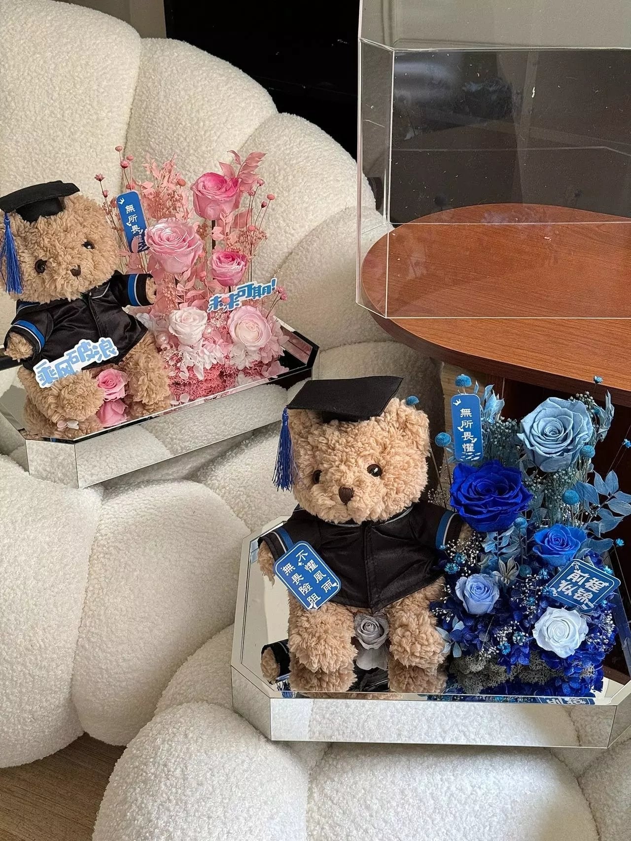 Large Teddy Bear and Preserved Rose Combination Graduation Season Flower Doll Gift Birthday Gift Bijie Gift