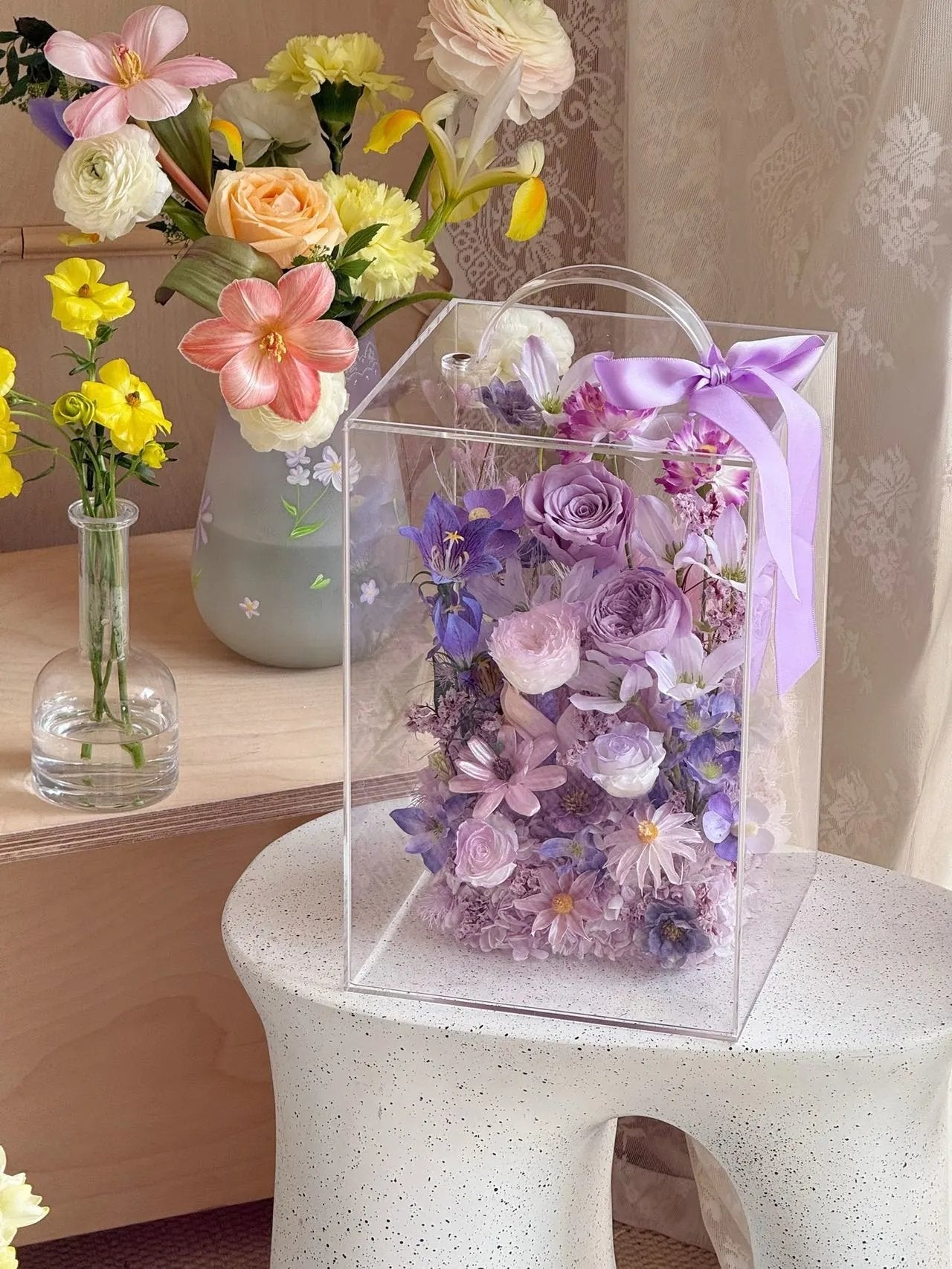 Preserved Flower Alice Garden Premium Rose Flower Handheld Flower Box Finished Mother's Day Gift Creative Gift