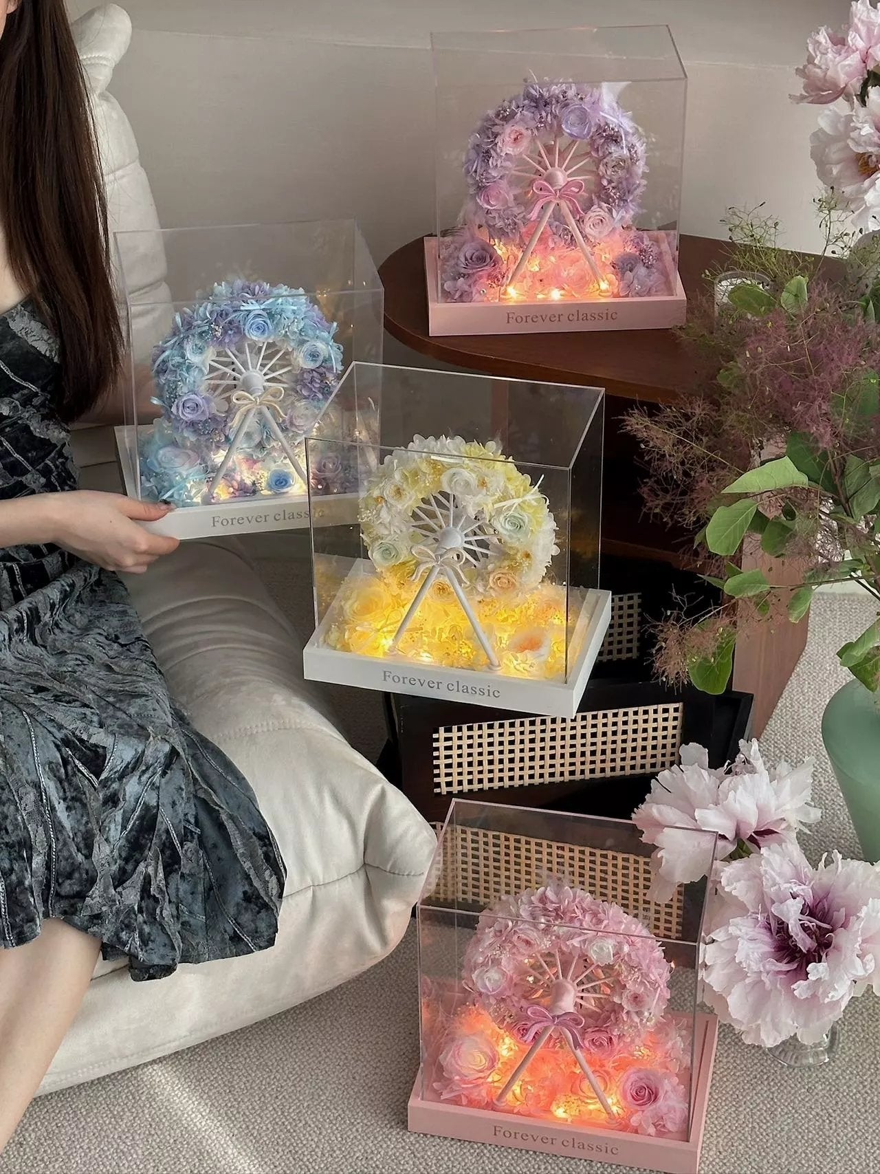 Valentine's Day gift, preserved flower, birthday gift, premium gift box, Ferris wheel, fresh flowers, roses