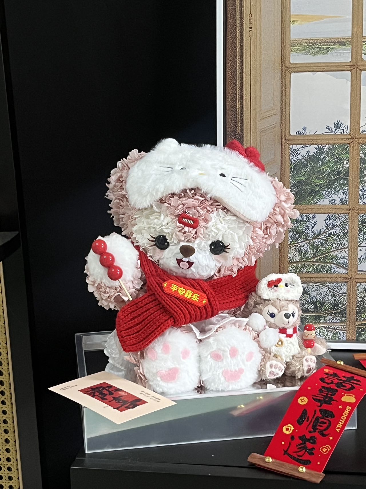 Duffy Bear Doll Preserved Flower Gift High-end Light Luxury Acrylic Gift Box Real Flower Doll Gift for Family and Children